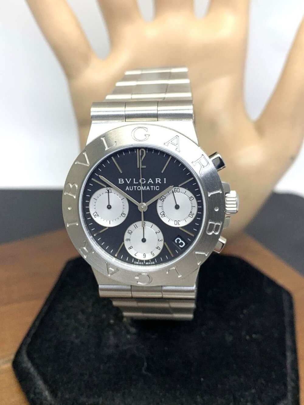 Bvlgari Men's Watch Diagono CH35S Swiss Automatic Chronograph Black Dial 35mm